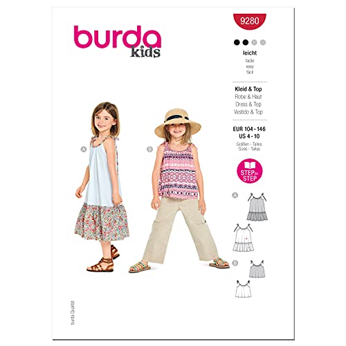 Burda 9280 Schnittmuster Kleid und Top (Kids, Gr. 104-146) Level 2 leicht von Burda