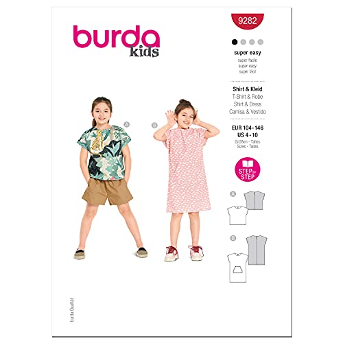 Burda 9282 Schnittmuster Shirt und Kleid (Kids, Gr. 104-146) Level 1 super Easy von Burda