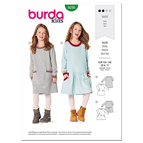 Burda 9286 Schnittmuster Kleid (Kids, Gr. 104-146) Level 1 leicht von Burda