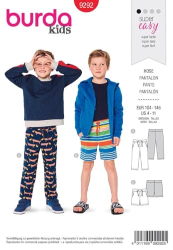 Burda 9292 Schnittmuster Hose (Kids, Gr. 104-146) Level 1 super Easy von Burda