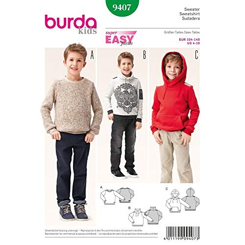 Burda 9407 Schnittmuster Sweater (kids, Gr. 104 - 140) Level 1 super easy von Burda