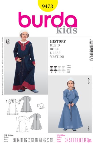 Burda 9473 Girl's Historical Long Dress (Size 3-13jun,) Sewing Pattern by von Burda