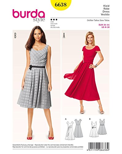Burda B6638 Schnittmuster Kleid Papier weiß 19 x 13 x 1 cm von Burda