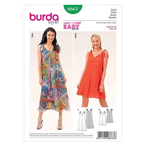 Burda B6663 Schnittmuster Kleid Papier weiß 19 x 13 x 1 cm von Burda