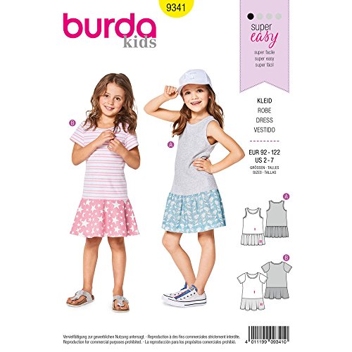 Burda B9341 Schnittmuster Kids 9341, weiß, de 2 à 7 ans von Burda