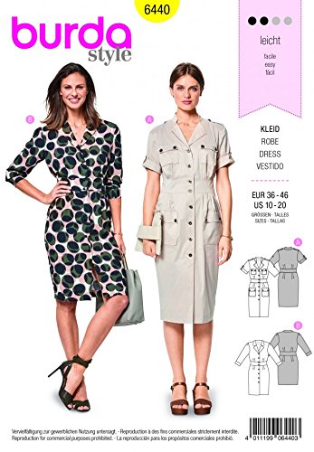 Burda Damen-Schnittmuster 6440 für sportliche Hemdkleider Burda Damen-Schnittmuster 6440 für sportliche Hemdkleider von Burda
