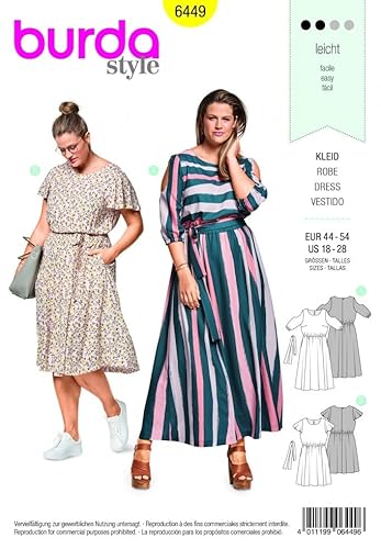 Burda Damen Schnittmuster 6449 Sommerkleider in Übergröße Burda Damen Schnittmuster 6449 Sommerkleider in Übergröße von Burda