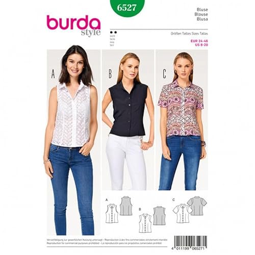 Burda Damen Schnittmuster 6527 Stehkragen Bluse Tops Burda Damen Schnittmuster 6527 Stehkragen Bluse Tops von Burda