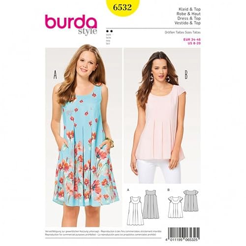 Burda Damen Schnittmuster 6532 Loose Fit Kleid & Top Burda Damen Schnittmuster 6532 Loose Fit Kleid & Top von Burda