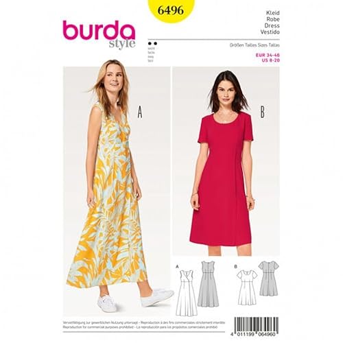 Burda Einfaches Schnittmuster 6496 Kleider mit hoher Taille für Damen Burda Einfaches Schnittmuster 6496 Kleider mit hoher Taille für Damen von Burda