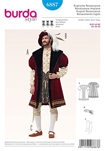 Burda Herren Schnittmuster 6887 – König Heinrich der 8. Fancy Kleid Kostüm Burda Herren Schnittmuster 6887 – König Heinrich der 8. Fancy Kleid Kostüm von Burda