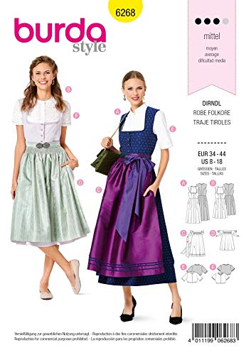 Burda Kleider Schnittmuster 6268, Größe 34-44 von Burda