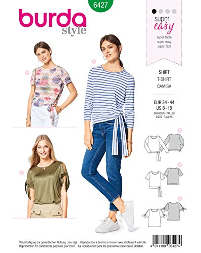 Burda Patron 6427 T-Shirt, weiß, 34 bis 44 (36 bis 46 FR) von Burda