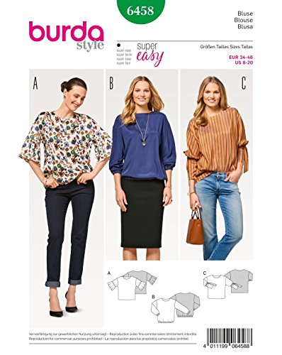 Burda Patron 6458 Bluse, Papier, weiß, 19 x 14 x 0,5 cm von Burda