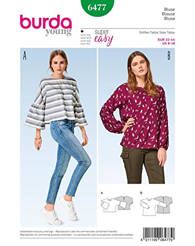 Burda Patron 6477 Bluse, Papier, weiß, 19 x 14 x 0,5 cm von Burda