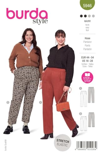 Burda Schnittmuster, 5946, Hose selber nähen [Damen, Gr. 44 - 54] Level 2 für Anfänger von Burda