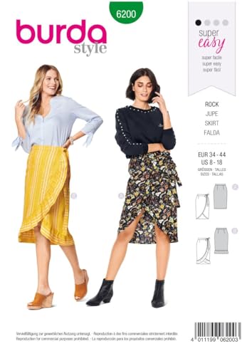 Burda Schnittmuster, 6200, Wickelrock selber nähen [Damen] Level 1 für Anfänger von burdastyle