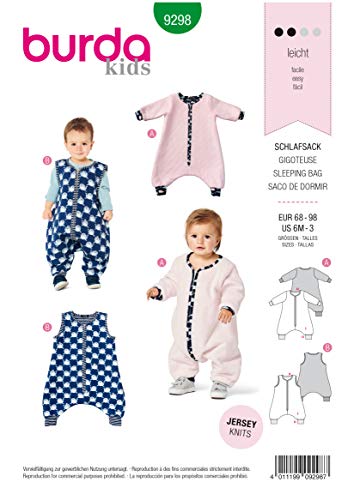 Burda Schnittmuster, 9298, Overall Schlafsack selber nähen [Babys] Level 2 für Anfänger von burdastyle