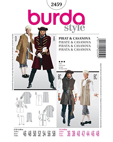 Burda Schnittmuster 2459 Karneval Pirat & Casanova Gr. 46-58 von Burda