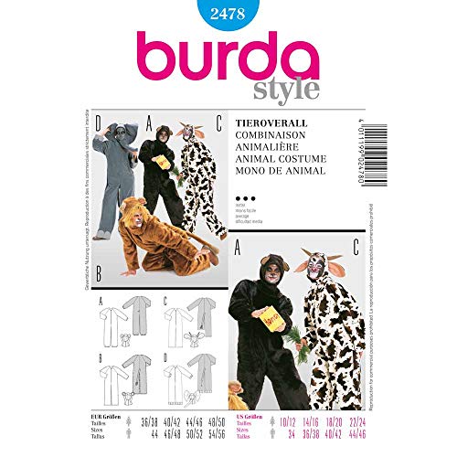 Burda Schnittmuster 2478 Tieroverall f?r Sie & Ihn Gr. D 36/38-48/50, H 44-54/56 Burda Schnittmuster 2478 Tieroverall f?r Sie & Ihn Gr. D 36/38-48/50, H 44-54/56 von Burda