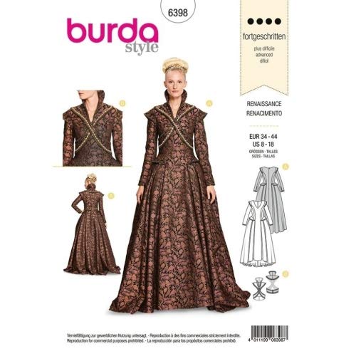 Burda Schnittmuster 6398 Kostüme, Kleider 36-46 von Burda