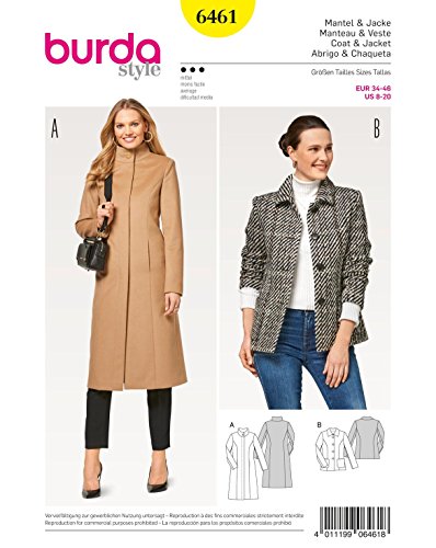 Burda Schnittmuster 6461 Mantel und Jacke, Papier, weiß, 19 x 14 x 0,5 cm von Burda