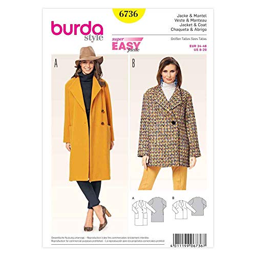Burda Schnittmuster 6736 Schnittmuster Jacke und Mantel Weiß von Burda