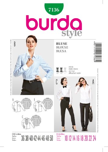 burdastyle Burda Schnittmuster 7136 Hemdbluse - Plastron mit F?ltchen Gr. 36-50 burdastyle Burda Schnittmuster 7136 Hemdbluse - Plastron mit F?ltchen Gr. 36-50 von burdastyle