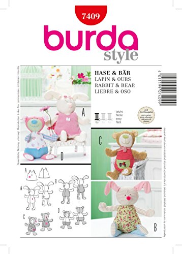 Burda Schnittmuster 7409 Kuscheltiere Hase & B?r 24-29 cm gro? von Burda