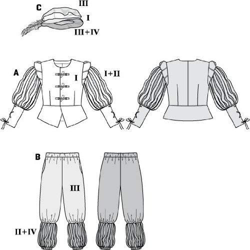 Burda Schnittmuster 7467 Landsknecht Gr. 44-60 von Burda