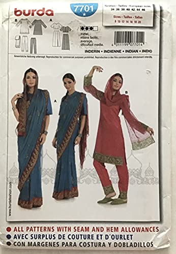 Burda Schnittmuster 7701 Inderin,Indian,Indio Gr. 34-46 von Burda