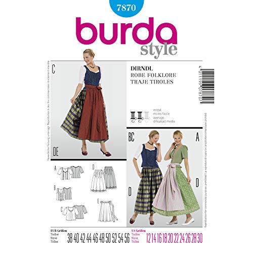 Burda Schnittmuster 7870 Dirndl,Traje Tiroles Gr. 38-56 Burda Schnittmuster 7870 Dirndl,Traje Tiroles Gr. 38-56 von Burda