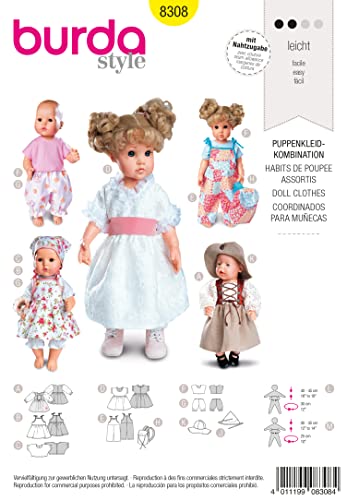 Burda Schnittmuster 8308 Puppenkleider in 2 Gr??en M 30-35 cm, L 40-45 cm Burda Schnittmuster 8308 Puppenkleider in 2 Gr??en M 30-35 cm, L 40-45 cm von Burda