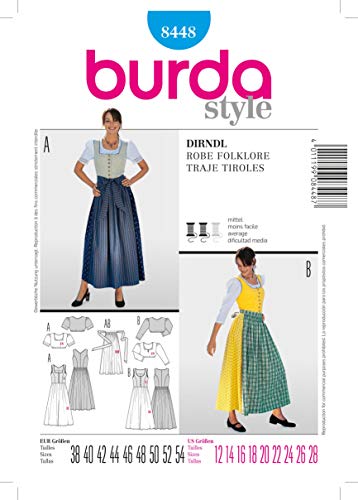 Burda Schnittmuster B8448 Folklore Kleid, 19 x 13 cm, 38-54 Burda Schnittmuster B8448 Folklore Kleid, 19 x 13 cm, 38-54 von Burda