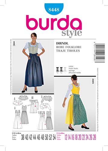 Burda Schnittmuster 8448 Dirndl,Traje Tiroles Gr. 38-54 von Burda