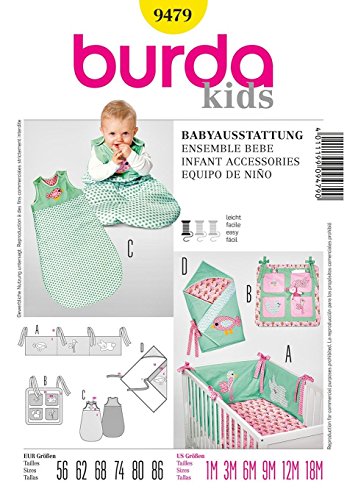 Burda Schnittmuster 9479 Babyausstattung: Nestchen, Utensilo, Schlafsack und Wickeltuch Gr. 56-86 von Burda