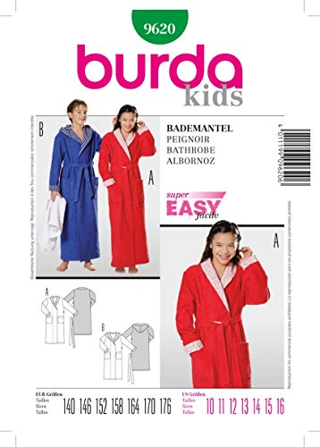 burdastyle Burda Schnittmuster 9620 Bademantel Gr. 140-176 von burdastyle