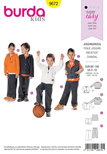 Burda Schnittmuster 9672 Jogginganzug Gr. 98-140 Burda Schnittmuster 9672 Jogginganzug Gr. 98-140 von Burda