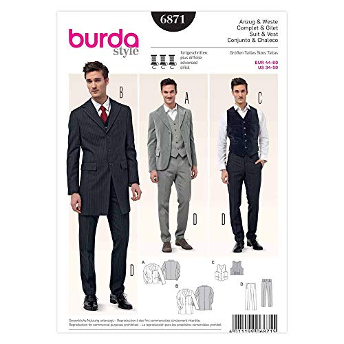Burda Schnittmuster Anzug & Weste 6871 von Burda