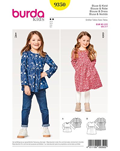 Burda Schnittmuster Kids 9350 Bluse und Kleid, Papier, weiß, 19 x 14 x 0,5 cm von Burda