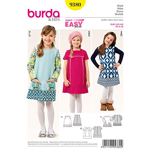 Burda Schnittmuster Kleid b9380 Schnittmuster Papier 19 x 13 x 1 cm weiß von Burda