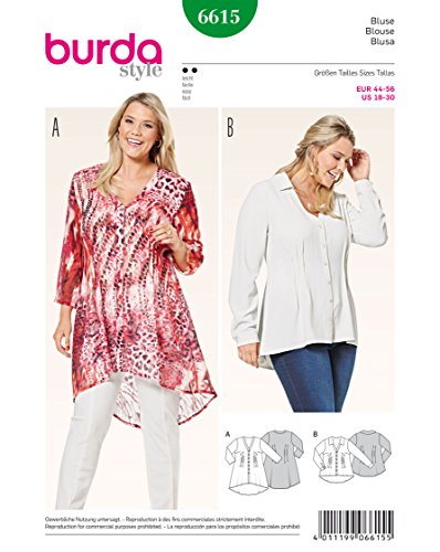 Burda Schnittmuster b6615 Bluse Papier 19 x 13 x 1 cm weiß von Burda