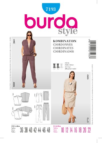 Burda Sewing Pattern 7193 Woman's Tops Pants Skirt 10 12 14 16 18 20 22 by Burda von Burda