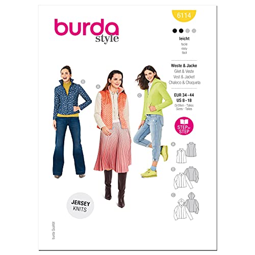 Burda Style Schnittmuster-Set für Damenweste und Jacke, Code 6114, Größen 36-46, mehrfarbig Burda Style Schnittmuster-Set für Damenweste und Jacke, Code 6114, Größen 36-46, mehrfarbig von burdastyle
