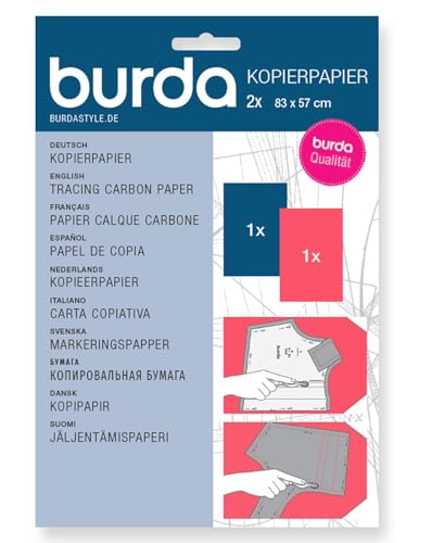 Burda Style Kopierpapier | Schnittmusterpapier | Kopierfolie | 2 Blätter 83 x 57 cm - Blau/Rot, Einheitsgröße von Burda