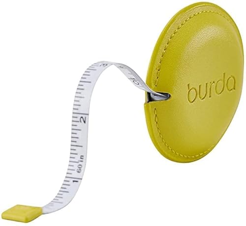 Burda Style Rollmaßband | Schneidermaßband | Maßband – 1,5 m (150 cm) – mit Auto-Stopp & Aufrollmechanik – in verschiedenen Farben (Lemon) von Burda