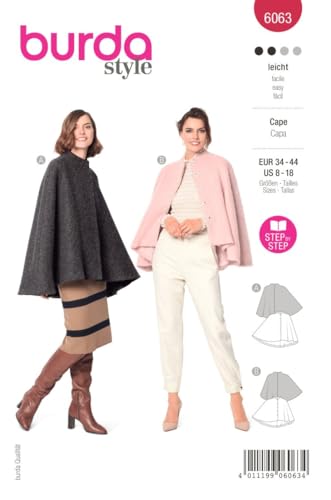 Burda Style Schnittmuster B6063 Damen-Umhang von Burda