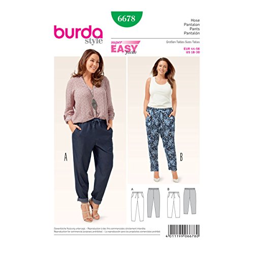 Burda Style Schnittmuster Gummizughosen mit Eingriffstaschen | Gr. 44-56 | Nählevel: Sehr leicht von Burda