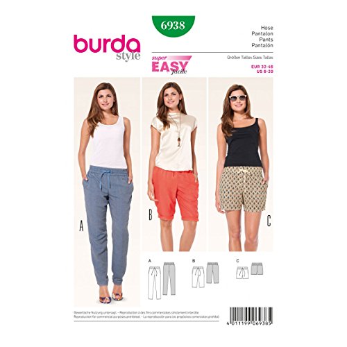 Burda Style Schnittmuster Hose, Bermudas und Shorts mit Gummizug | Damen, Gr. 32-46 | Nählevel: Sehr leicht von Burda