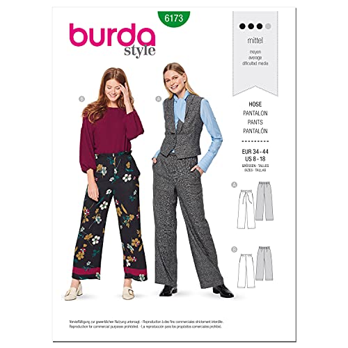 Burda Style Schnittmuster-Set für Damenhosen mit Kordelzug, gerade Passform, Größe 36-46, mehrfarbig Burda Style Schnittmuster-Set für Damenhosen mit Kordelzug, gerade Passform, Größe 36-46, mehrfarbig von Burda